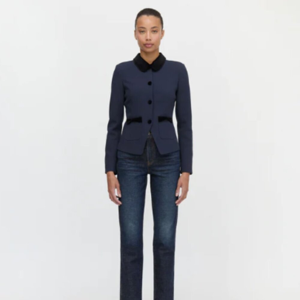 Hill House Home Evalina Jacket NWT Navy Peter Pan Collar Blazer Size M